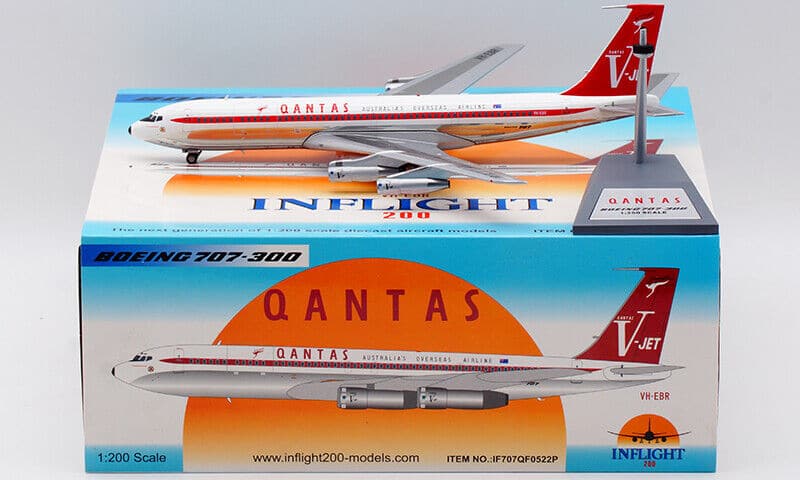 InFlight 200 1:200 Qantas Airways Boeing B707-300 'City of Wollongong'  VH-EBR (IF707QF0522P) - Collectable Aircraft Wings Australia