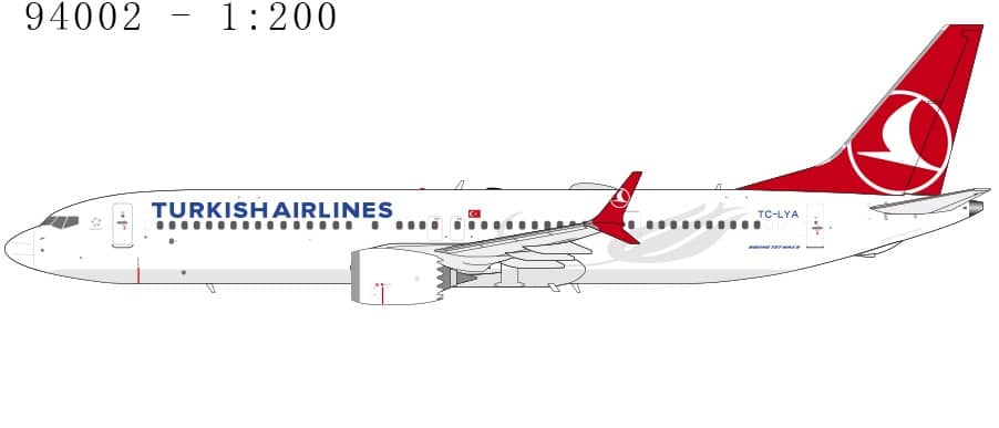NG Models 1:200 Turkish Airlines Boeing B737 MAX 9 TC-LYA (NG94002)