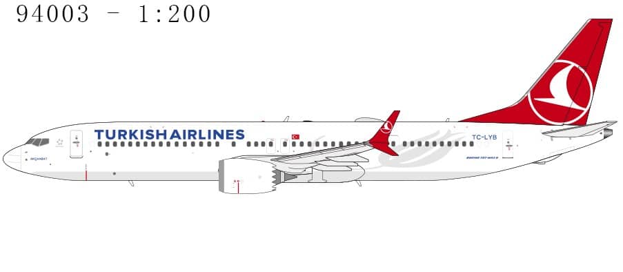 NG Models 1:200 Turkish Airlines Boeing B737 MAX 9 "Akcaabat" TC-LYB (NG94003)