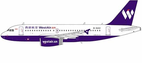 NG Models 1:400 West Air Airbus A319-100 B-6412 (NG49036)