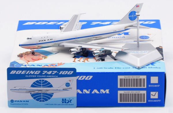 HX Models 1:400 Pan American World Airways (Pan Am) Boeing B747-100 "Clipper Young America - Flaps Down" N733PA (B551405PF)