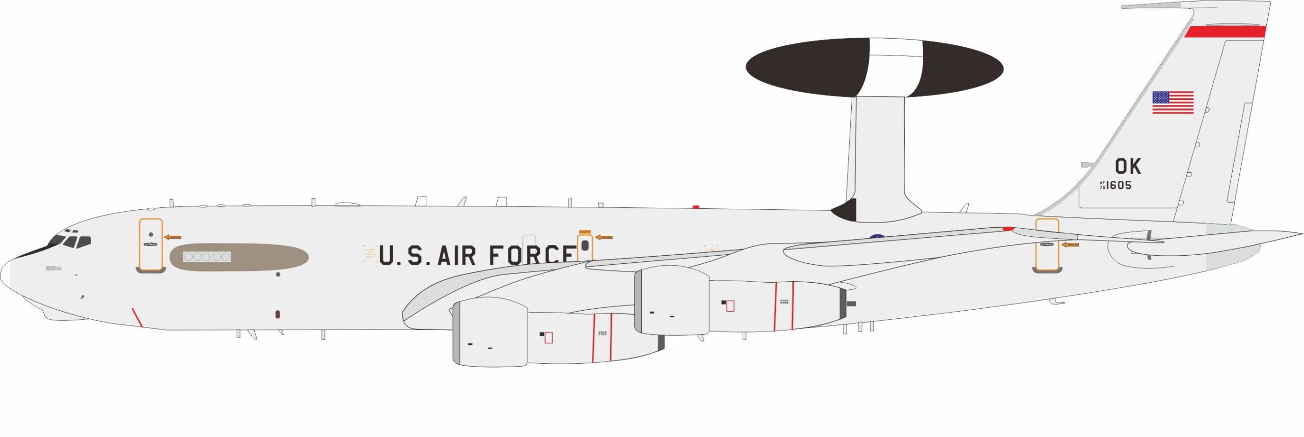 InFlight 200 1:200 United States Air Force (USAF) Boeing E-3B Sentry (B707-300) 76-1605 (IFE3USAF605)