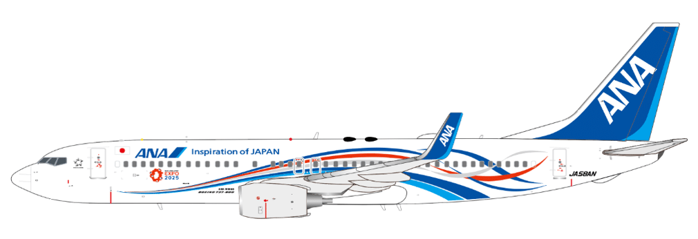 JC Wings 1:200 ANA All Nippon Airways Boeing B737-800w "EXPO2025 ANA Jet - Flaps Down" JA58AN (SA2105A)