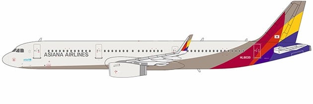 NG Models 1:400 Asiana Airlines Airbus A321-200S HL8039 (NG13127)