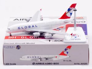 Aviation 400 1:400 Global Airlines (Hi Fly Malta) Airbus A380-800 9H-GLOBL (AV4285)