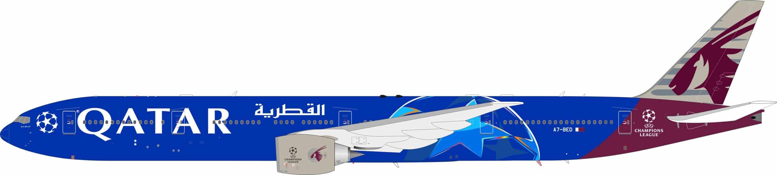 InFlight 200 1:200 Qatar Airways Boeing B777-300(ER) "UEFA Champions League" A7-BED (B-773-QT-BED)