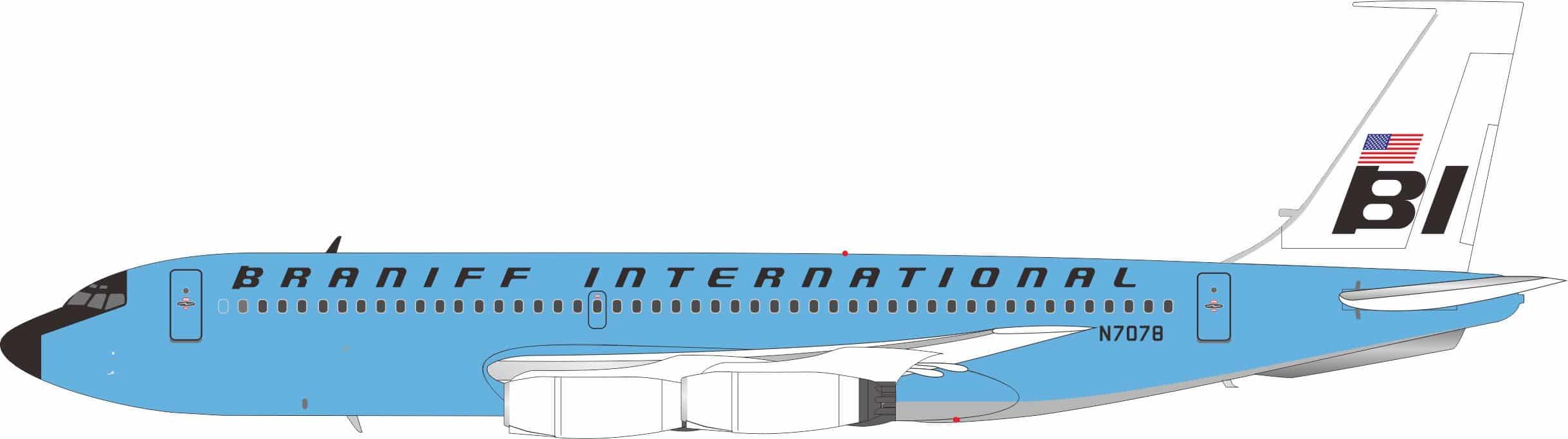 InFlight 200 1:200 Braniff International Airways Boeing B720-027 N7078 (IF720BN0725)