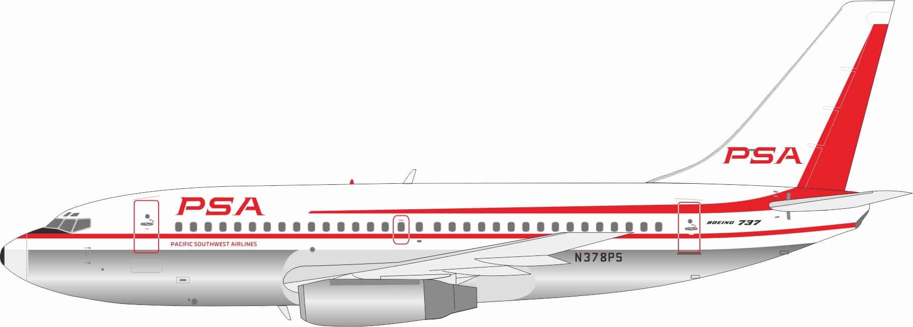 InFlight 200 1:200 Pacific Southwest Airlines (PSA) Boeing B737-200 N378PS (IF732PSA0725P)