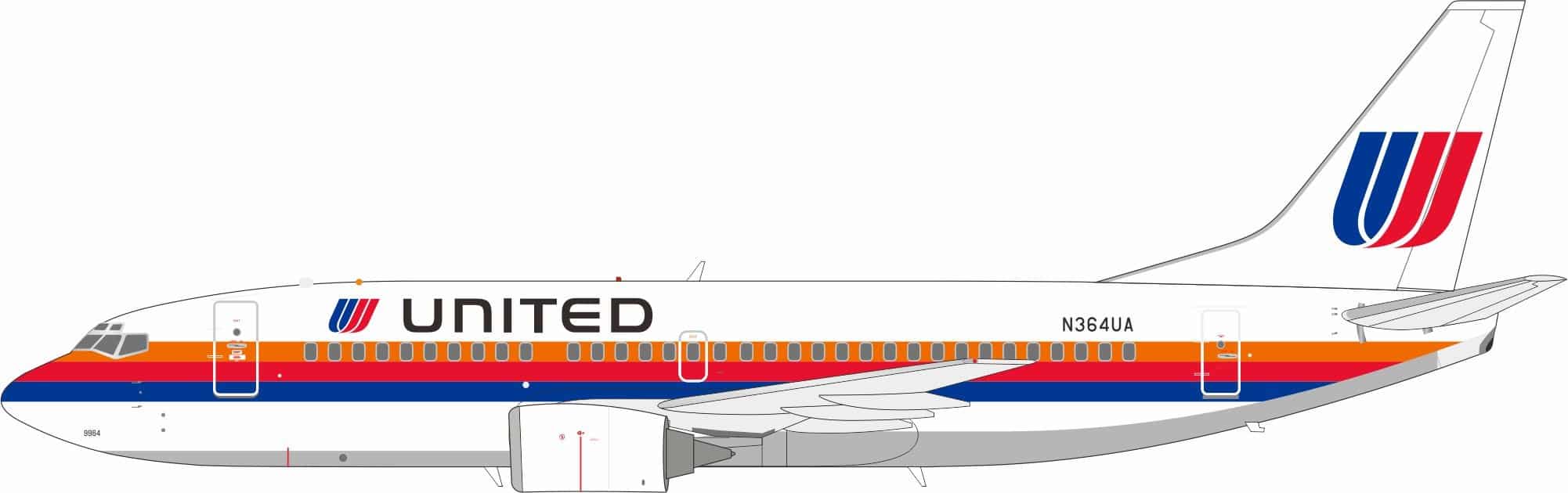 InFlight 200 1:200 United Airlines Boeing B737-300 N364UA (IF733UN0624)