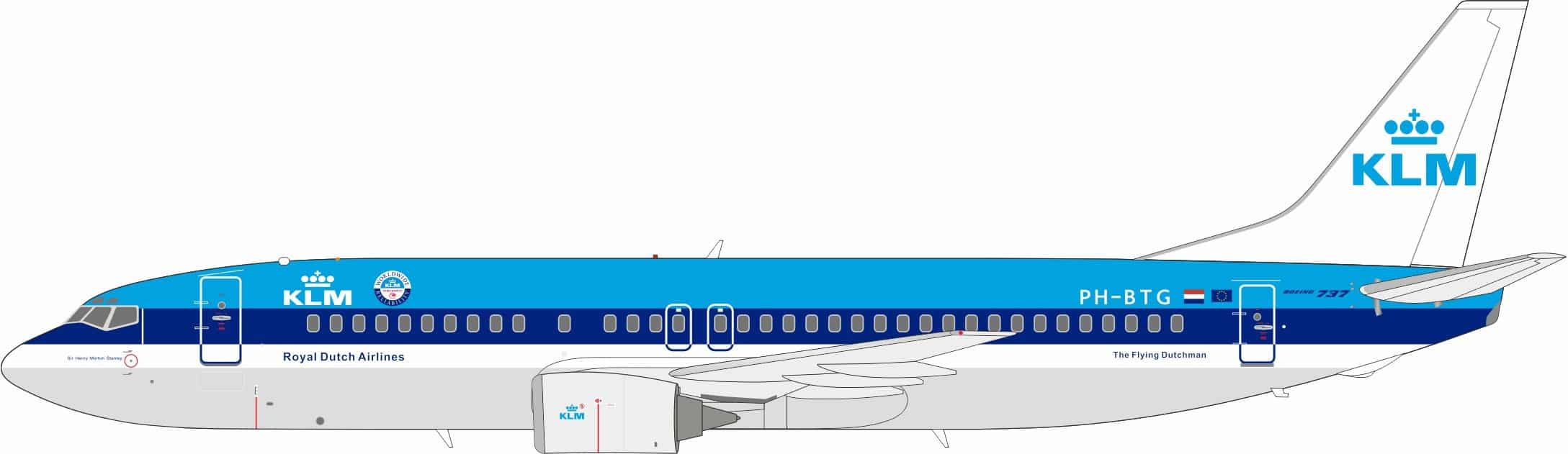 InFlight 200 1:200 KLM Royal Dutch Airlines Boeing B737-400 "Sir Henry M. Stanley" PH-BTG (IF734KL0824)