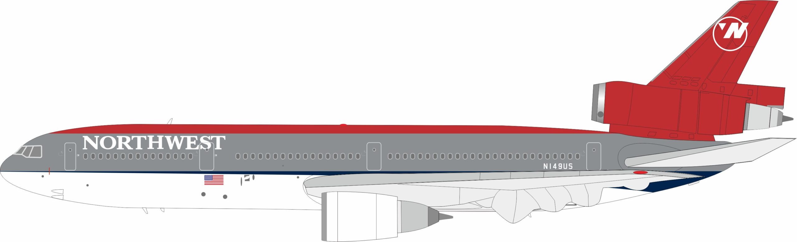 InFlight 200 1:200 Northwest Airlines McDonnell Douglas DC-10-40 N149US (B-103-NW-211)