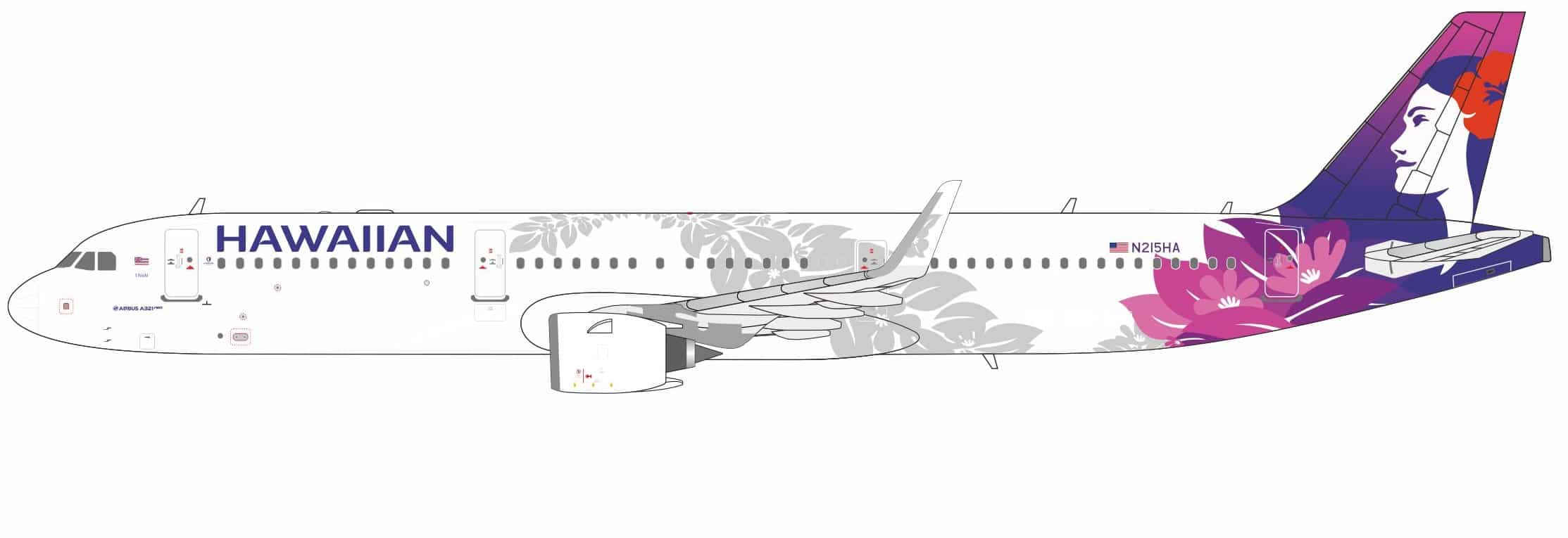 NG Models 1:400 Hawaiian Airlines Airbus A321neo "Uhiuhi" N215HA (NG13133)