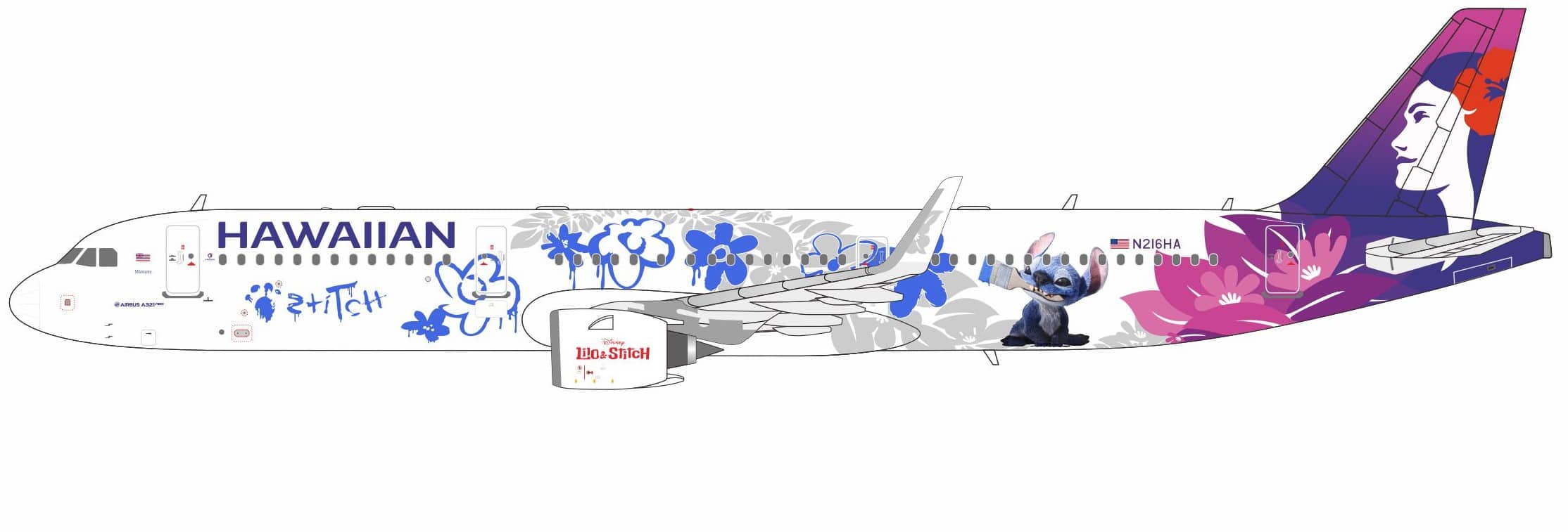 NG Models 1:400 Hawaiian Airlines Airbus A321neo "Lilo & Stitch" N216HA (NG13134)