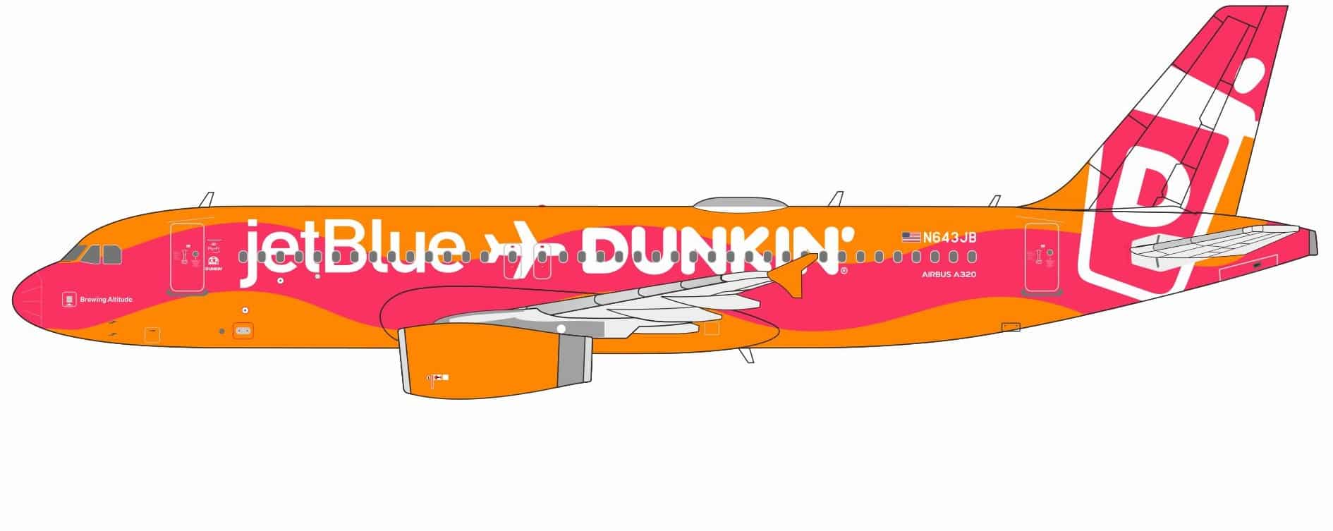 NG Models 1:400 JetBlue Airbus A320-200 "Dunkin" N643JB (NG15061)
