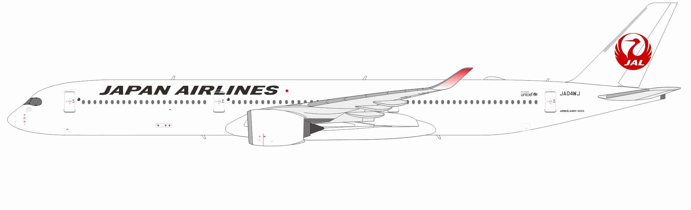 NG Models 1:400 JAL Japan Airlines Airbus A350-1000 XWB JA04WJ (NG57016)