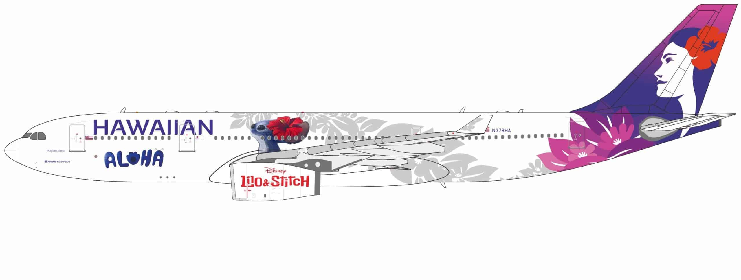 NG Models 1:400 Hawaiian Airlines Airbus A330-200 "Lilo & Stitch" N378HA (NG61105)
