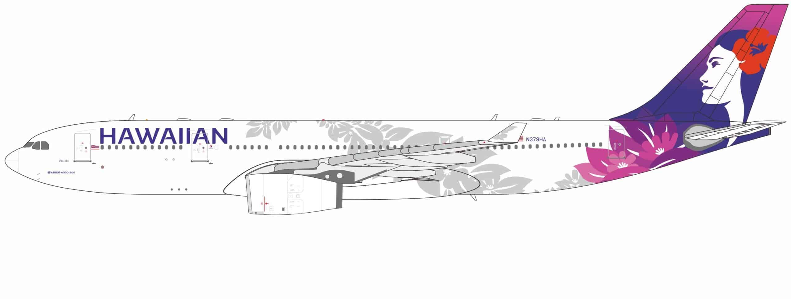 NG Models 1:400 Hawaiian Airlines Airbus A330-200 "Pau-ahi" N379HA (NG61106)