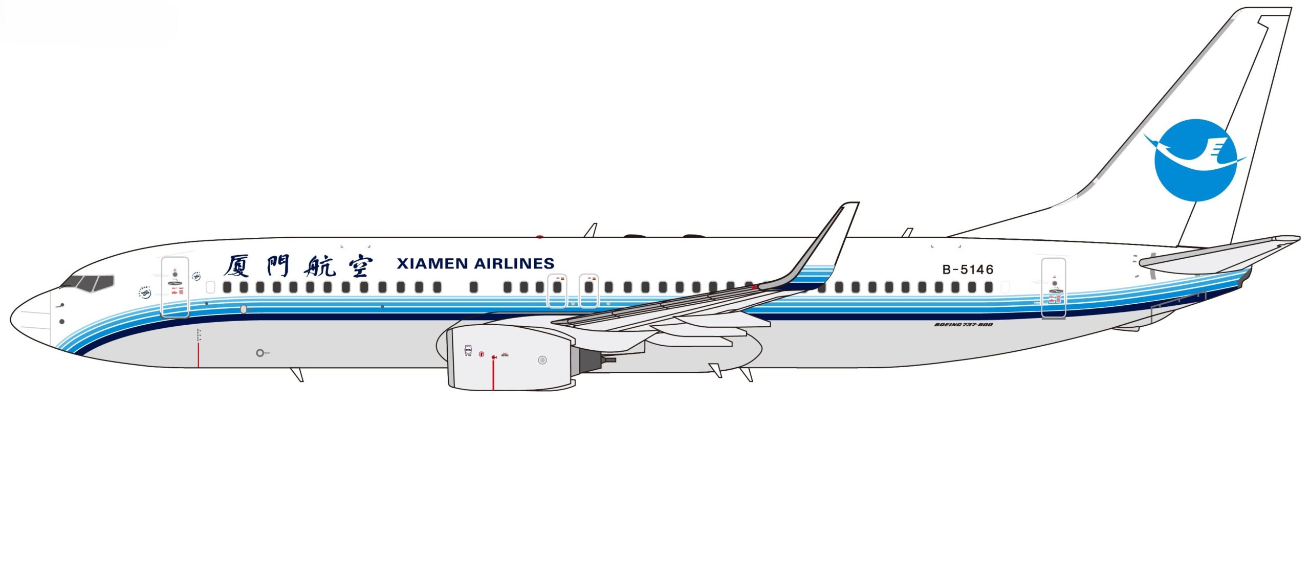 NG Models 1:400 Xiamen Airlines Boeing B737-800w B-5146 (NG64155)