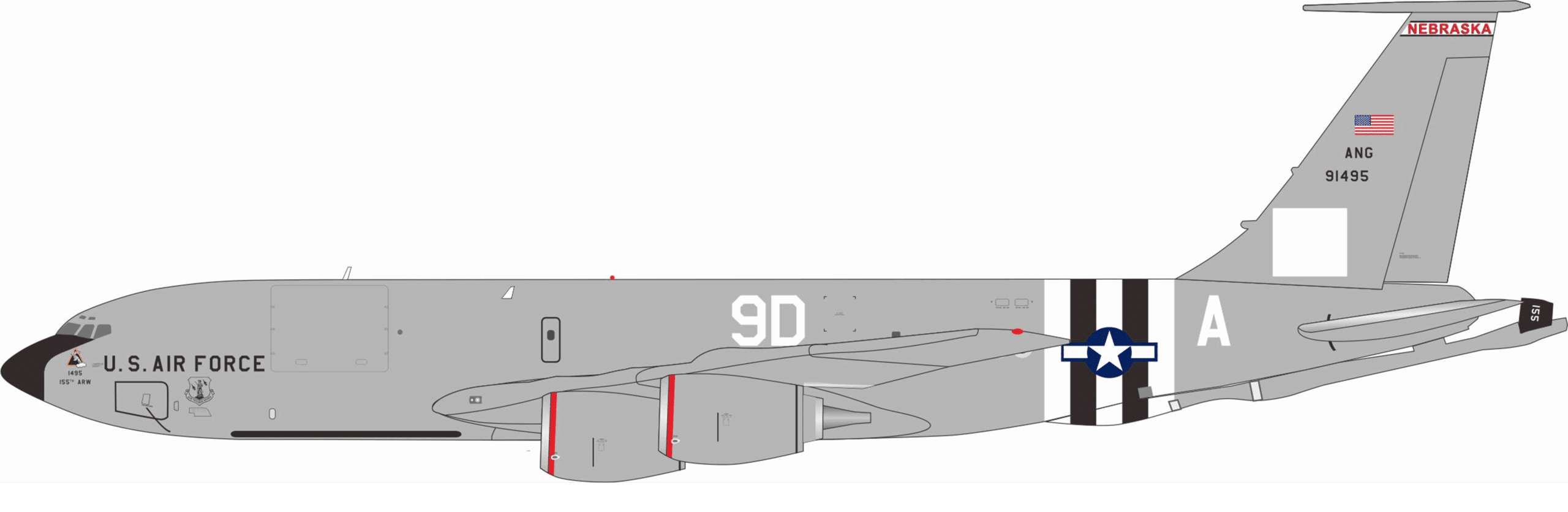 InFlight 200 1:200 United States Air Force (USAF) Boeing KC-135 Stratotanker (B707-100) "D-Day Heritage" 59-1495 (IF135USA1495)