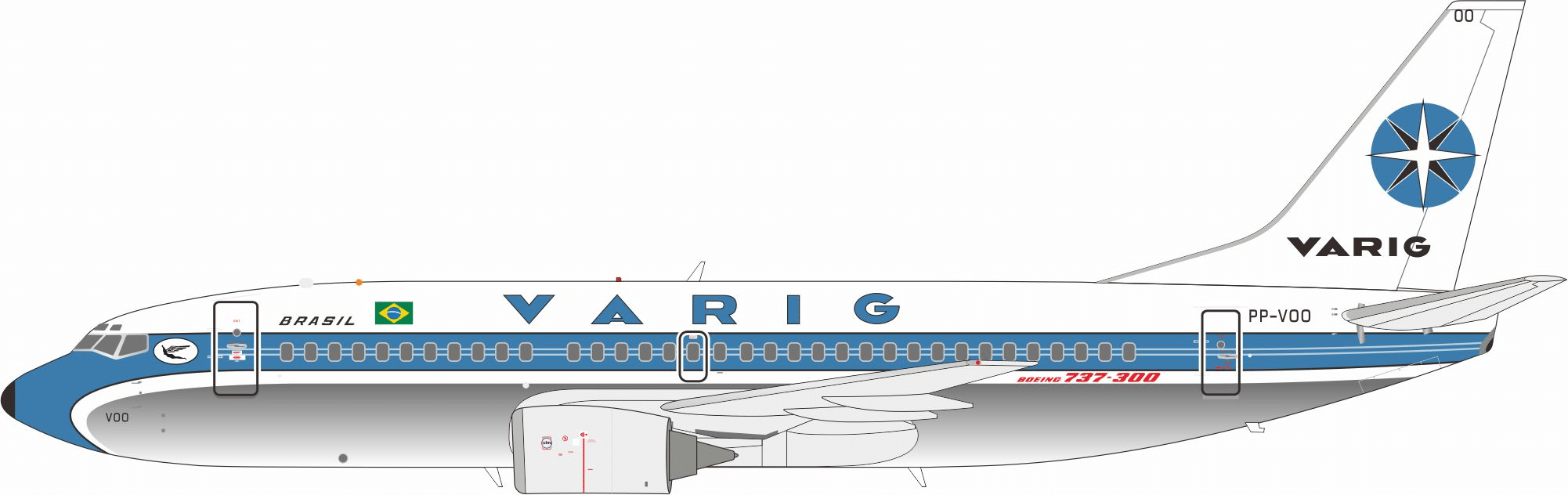 InFlight 200 1:200 Varig Boeing B737-300 PP-VOO (IF733VR0825P)