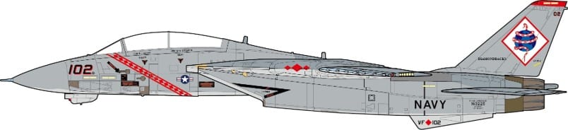 JC Wings Military 1:72 United States Navy (USN) Grumman F-14B Tomcat, VF-102 "Diamondbacks" 163225 (JCW-72-F14-024)