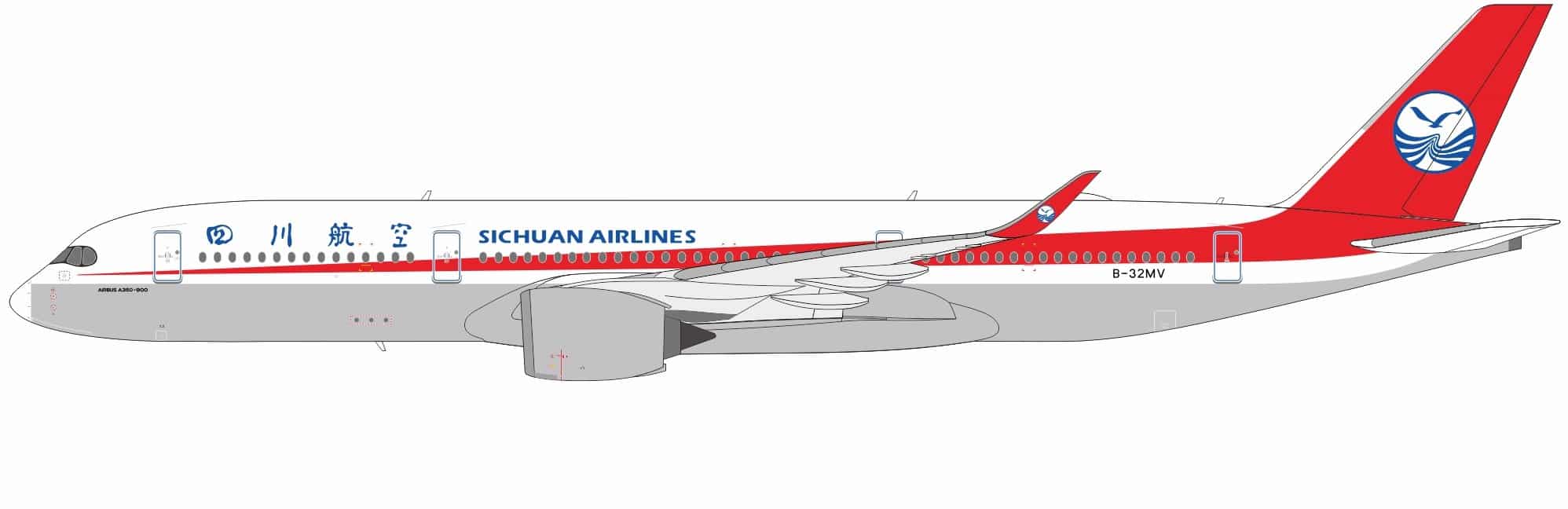 NG Models 1:400 Sichuan Airlines Airbus A350-900 XWB B-32MV (NG39111)