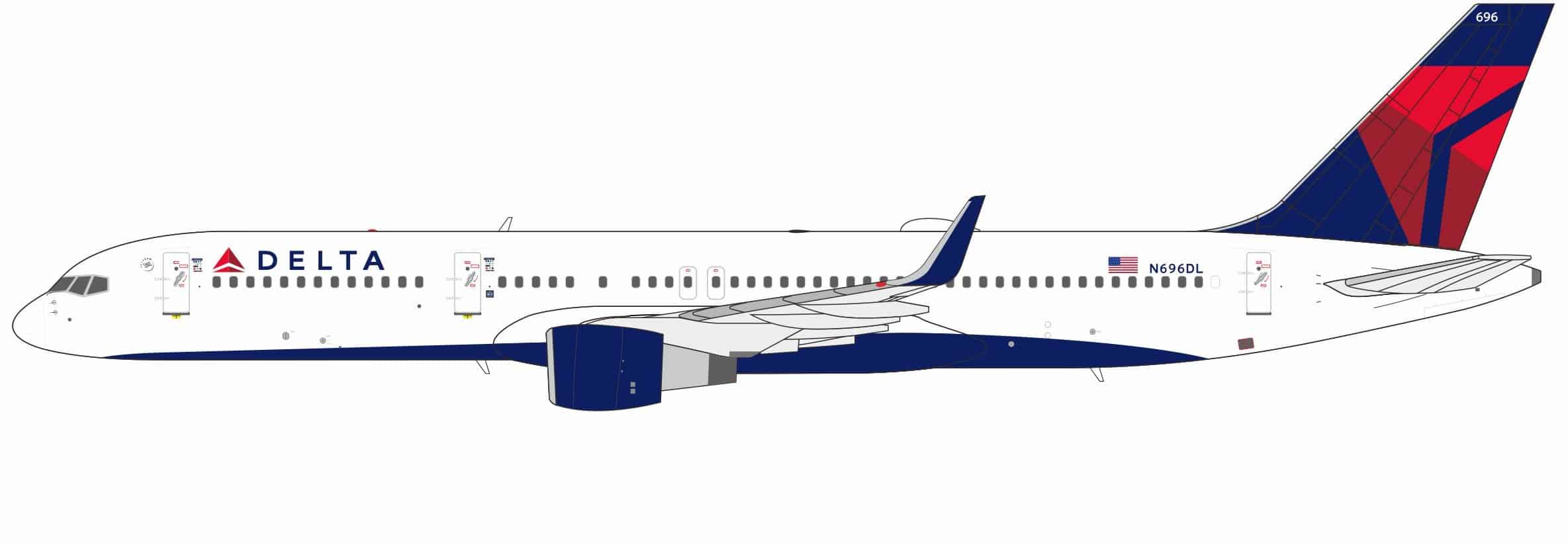NG Models 1:200 Delta Air Lines Boeing B757-200w N696DL (NG42055)