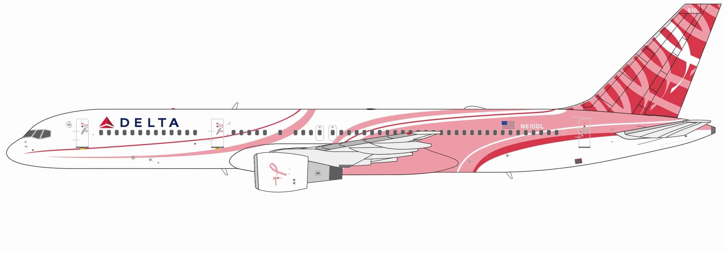 NG Models 1:200 Delta Air Lines Boeing B757-200 "Breast Cancer Awareness" N610DL (NG42056)