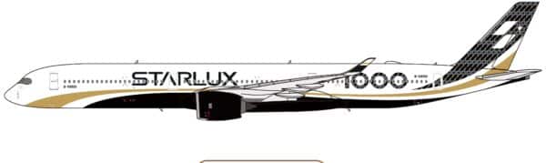 NG Models 1:400 STARLUX Airlines Airbus A350-1000 XWB "Carbon Fiber" B-58551 (NG57026)