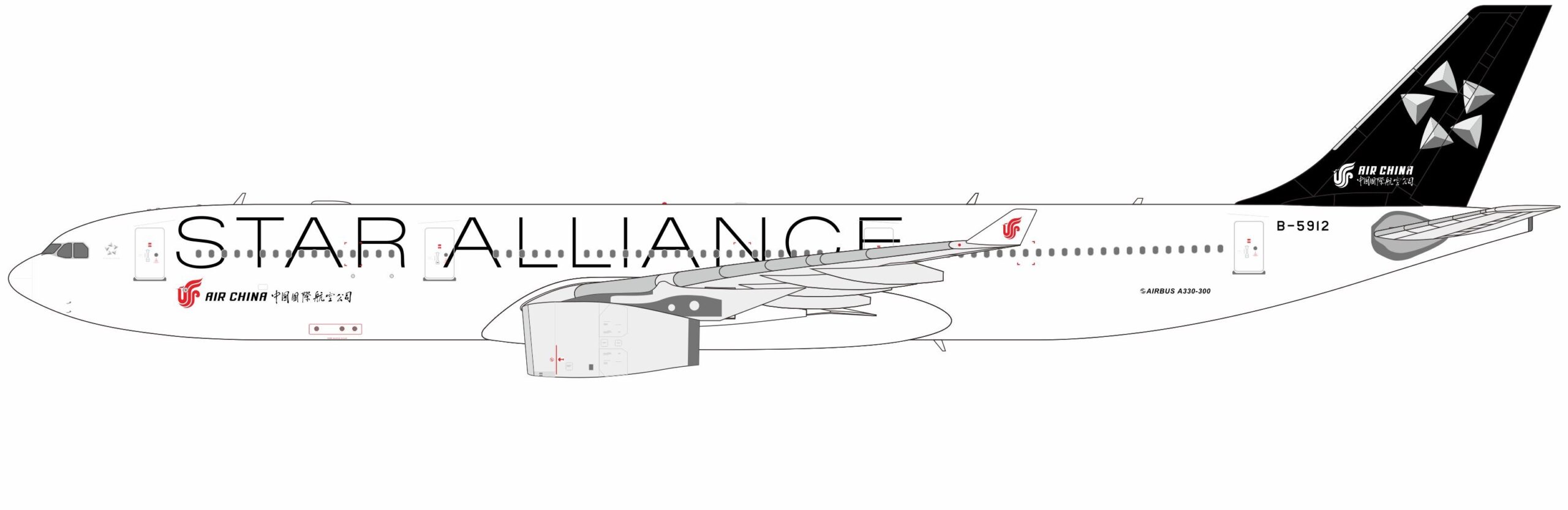 NG Models 1:400 Air China Airbus A330-300 "Star Alliance" B-5912 (NG62080)