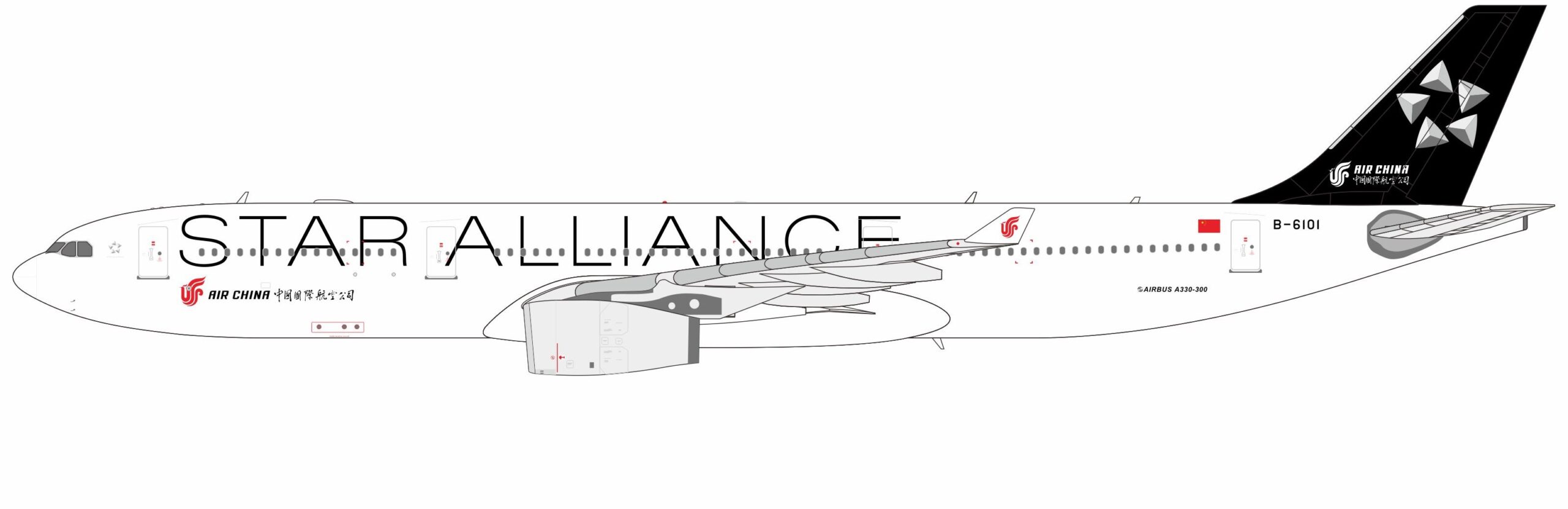 NG Models 1:400 Air China Airbus A330-300 "Star Alliance" B-6101 (NG62081)