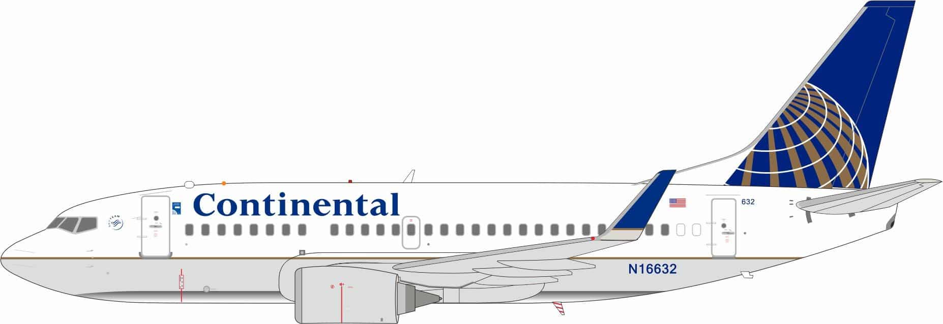 InFlight 200 1:200 Continental Airlines Boeing B737-500w N16632 (IF735CO0825)