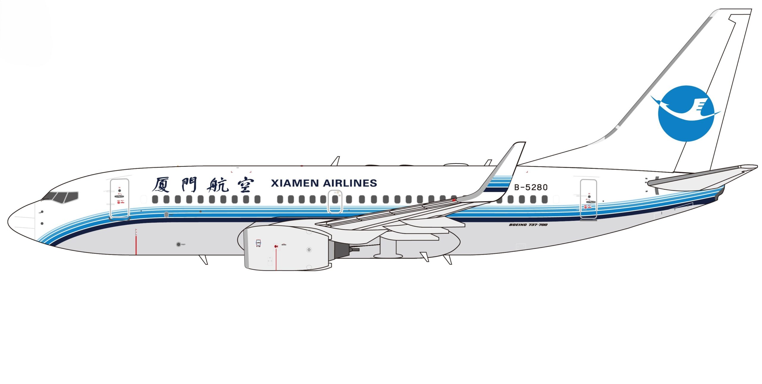 NG Models 1:400 Xiamen Airlines Boeing B737-700w B-5280 (NG64141)