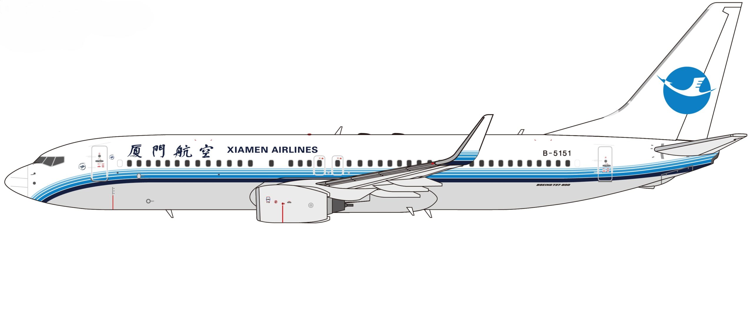 NG Models 1:400 Xiamen Airlines Boeing B737-800w B-5151 (NG64154)