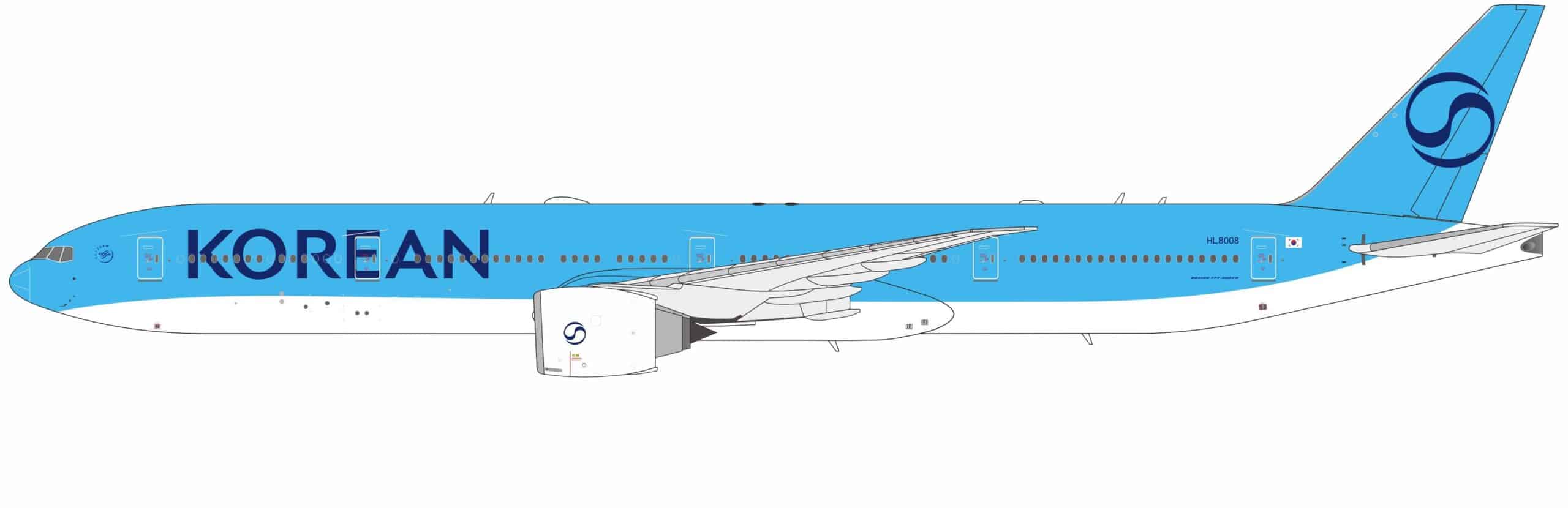 NG Models 1:400 Korean Air Boeing B777-300(ER) HL8008 (NG73079)