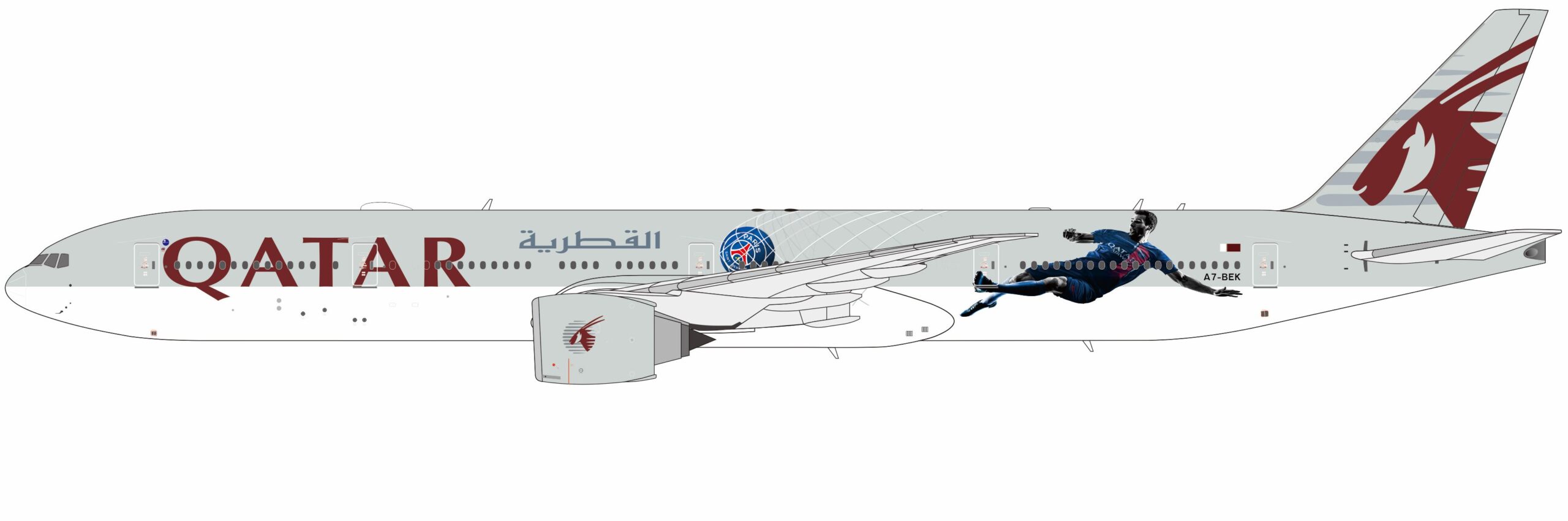 NG Models 1:400 Qatar Airways Boeing B777-300(ER) "Paris Saint Germain" A7-BEK (NG73085)