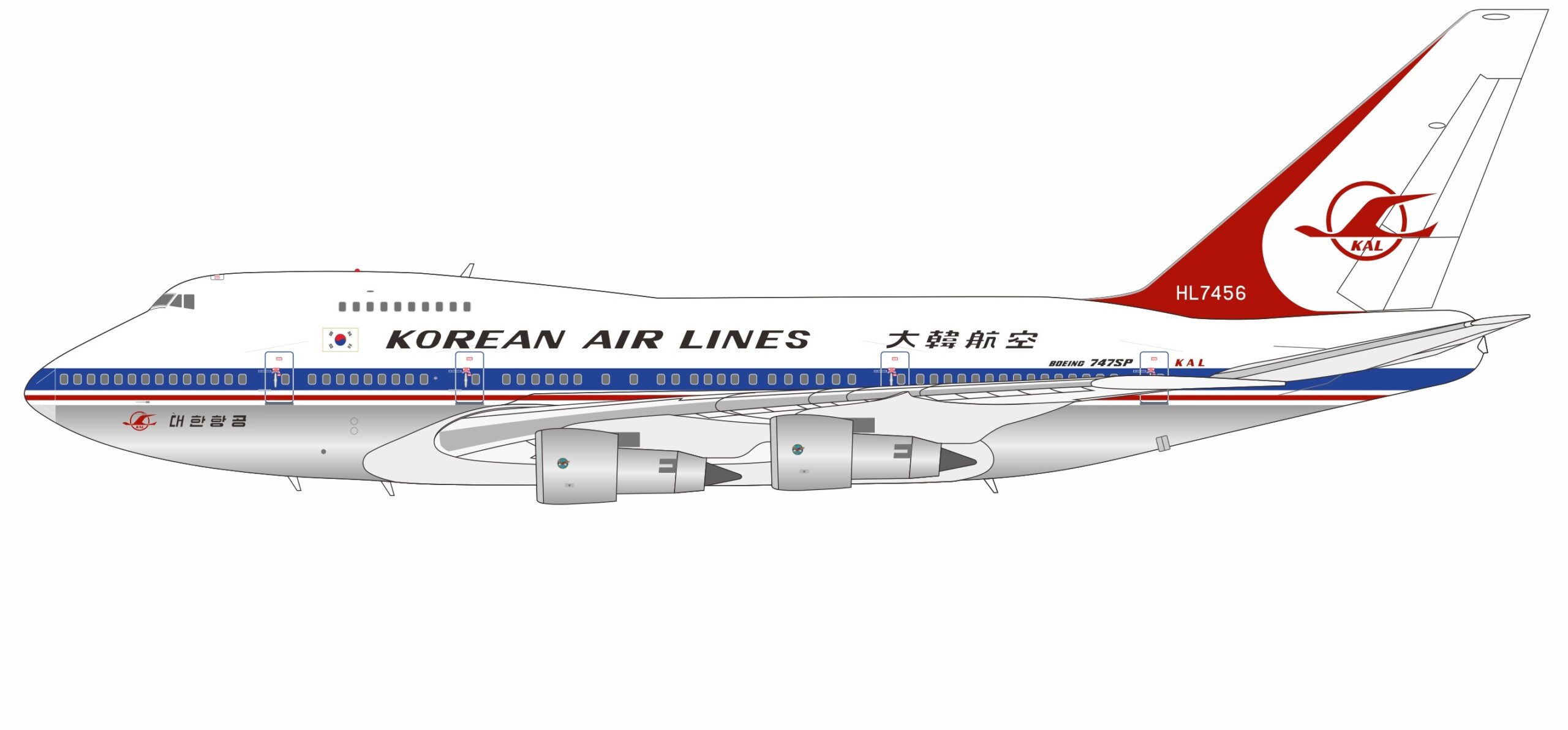NG Models 1:400 Korean Air Lines Boeing B747SP-B5 HL7456 (NG07043)