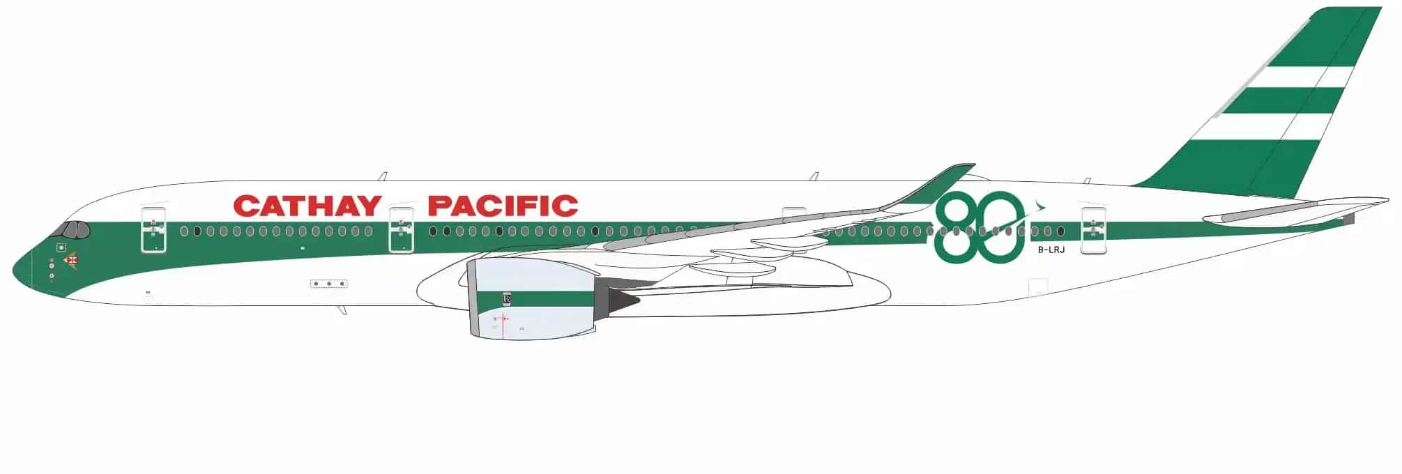 NG Models 1:400 Cathay Pacific Airbus A350-900 XWB "80th Anniversary" B-LRJ (NG39129)