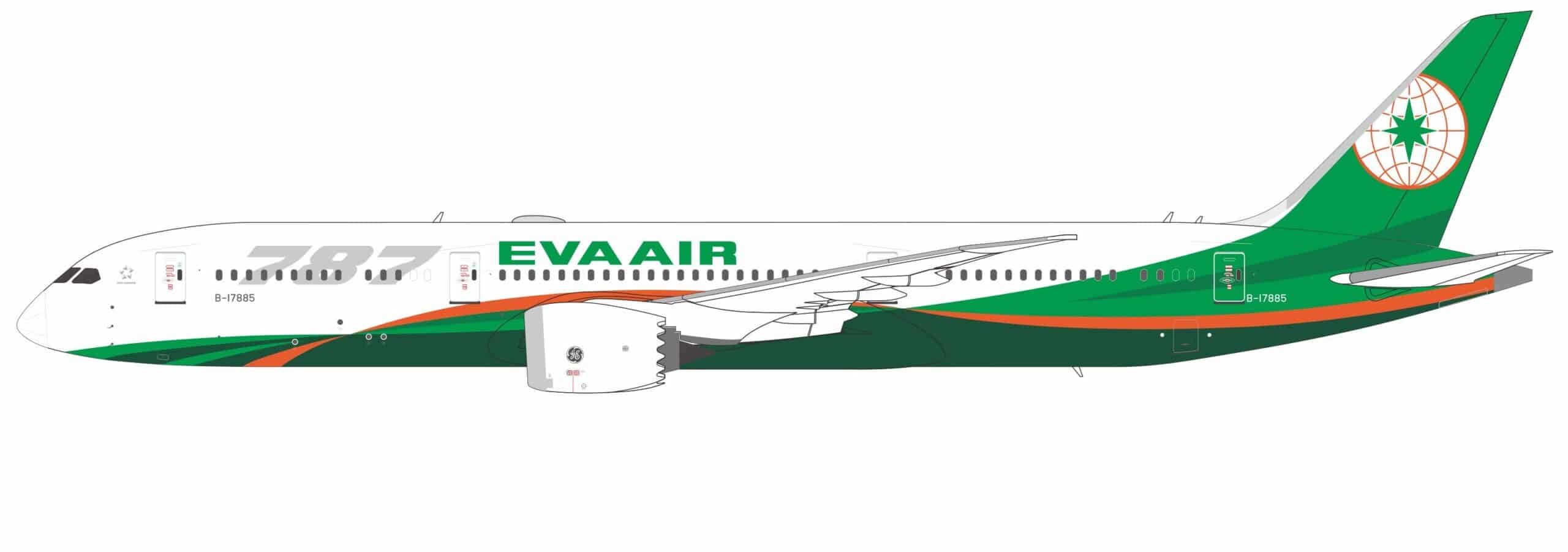 NG Models 1:400 Eva Air Boeing B787-9 Dreamliner B-17885 (NG55145)