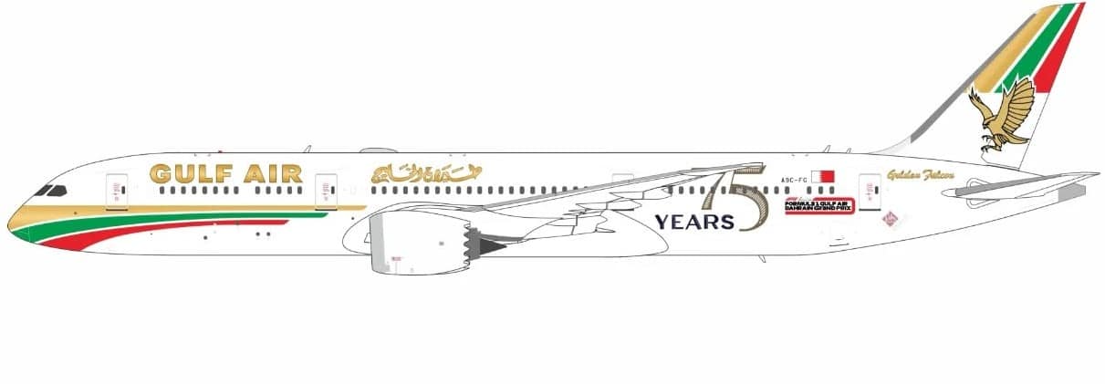 NG Models 1:400 Gulf Air Boeing B787-9 Dreamliner "1976 Retro - 75th Anniversary" A9C-FG (NG55156)