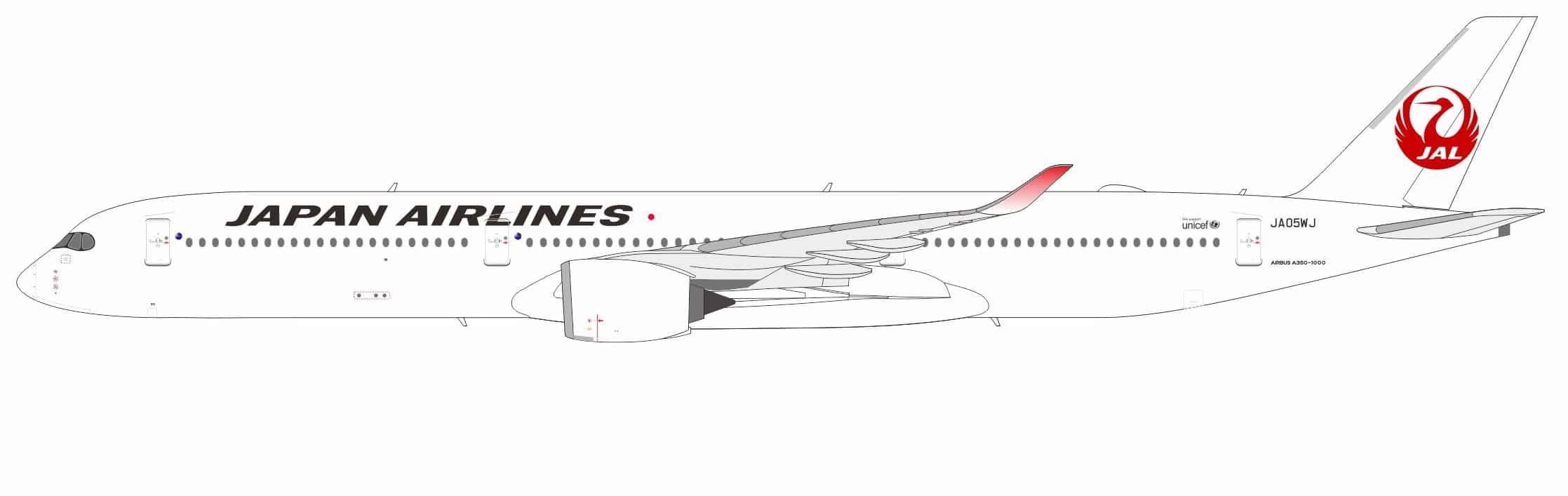 NG Models 1:400 Japan Airlines Airbus A350-1000 XWB JA05WJ (NG57017)