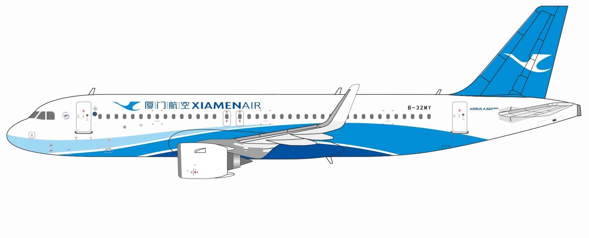 NG Models 1:400 Xiamen Airlines Airbus A320neo B-32MY (NG64185)