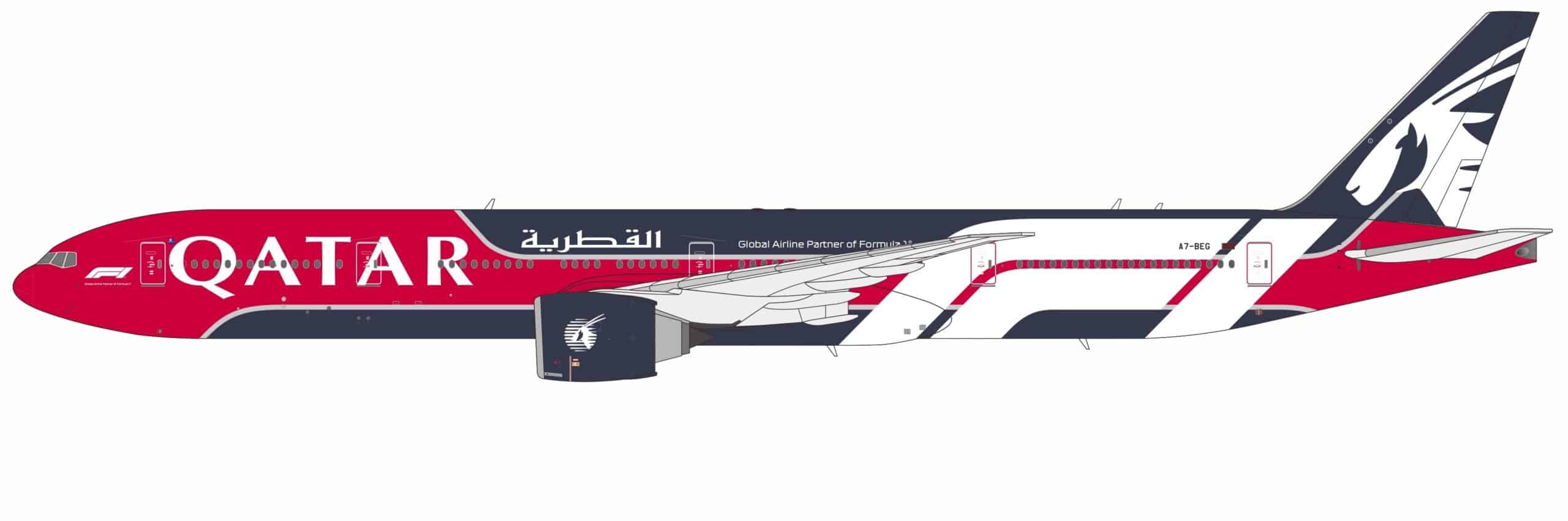 NG Models 1:400 Qatar Airways Boeing B777-300(ER) "Formula 1 Partner" A7-BEG (NG73096)