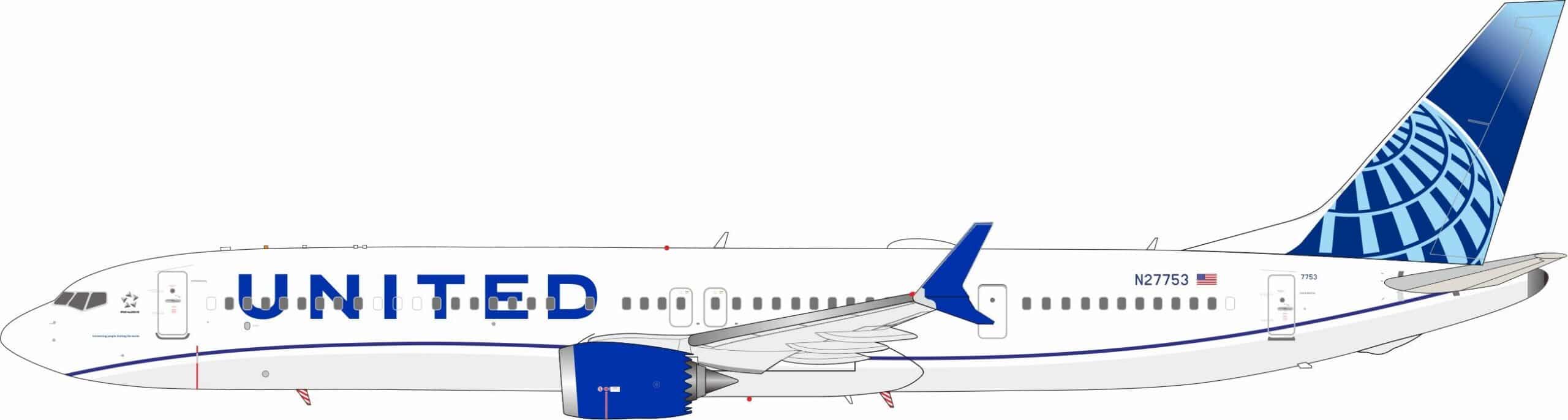 InFlight 200 1:200 United Airlines Boeing B737 MAX 10 N27753 (IF73XUA0226)