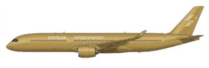 JC Wings 1:400 STARLUX Airlines Airbus A350-1000 XWB "Airsorayama Gold - Flaps Down" B-58554 (EW435K004A)