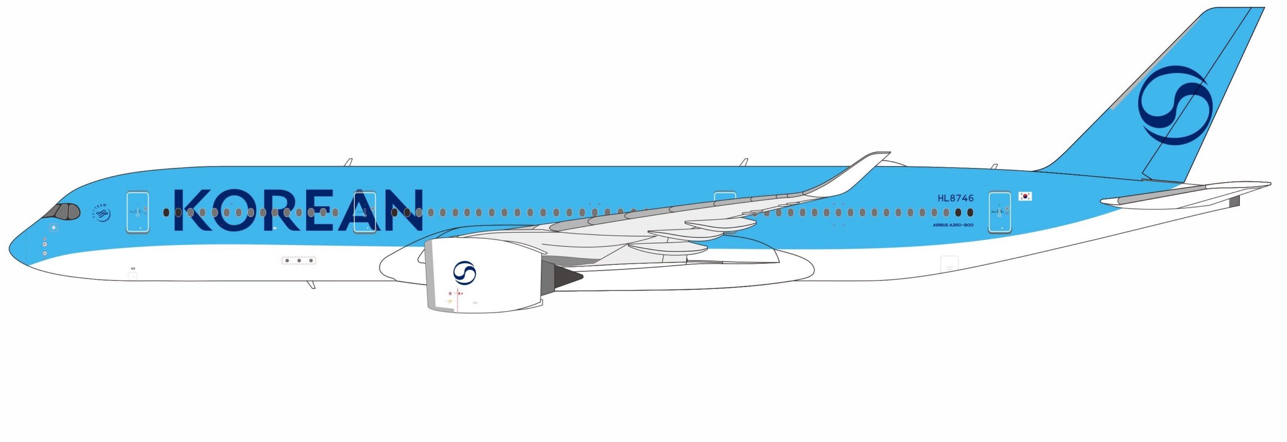 NG Models 1:400 Korean Air Airbus A350-900 XWB HL8746 (NG39132)