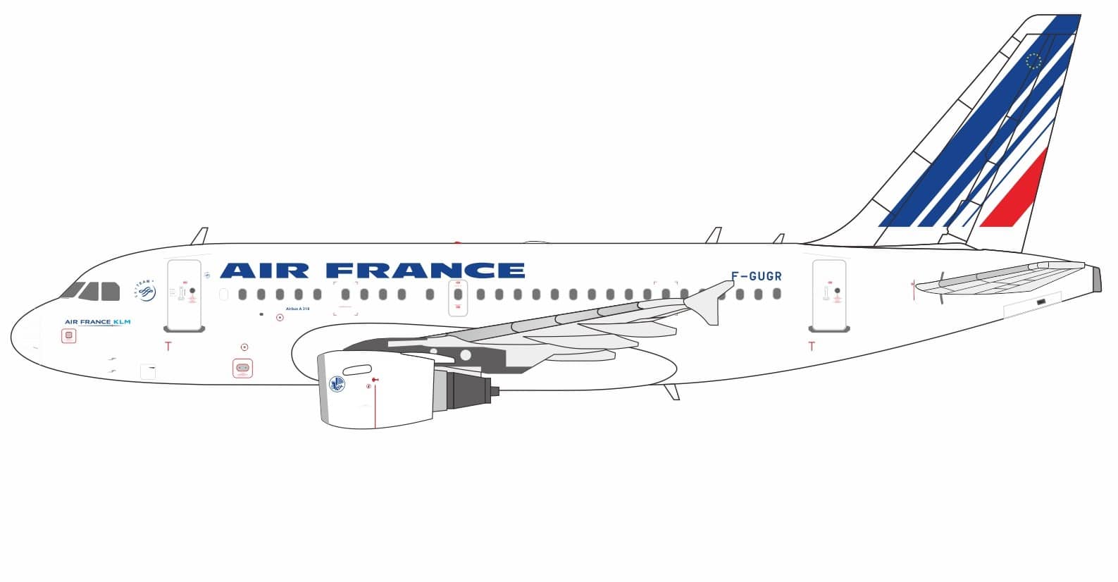NG Models 1:400 Air France Airbus A318-100 F-GUGR (NG48025)