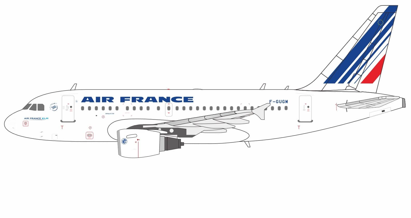 NG Models 1:400 Air France Airbus A318-100 F-GUGM (NG48026)
