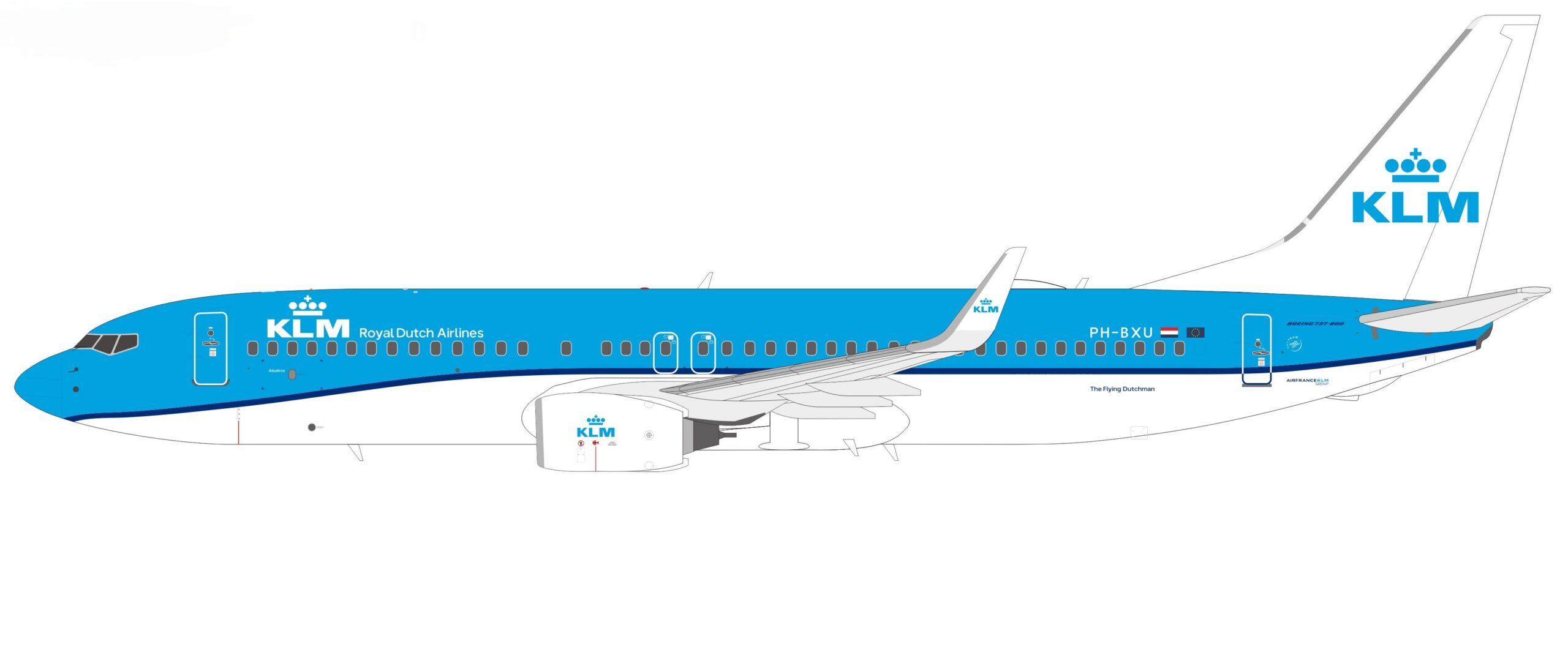 NG Models 1:200 KLM Royal Dutch Airlines Boeing B737-800w "Albatross" PH-BXU (NG08071)