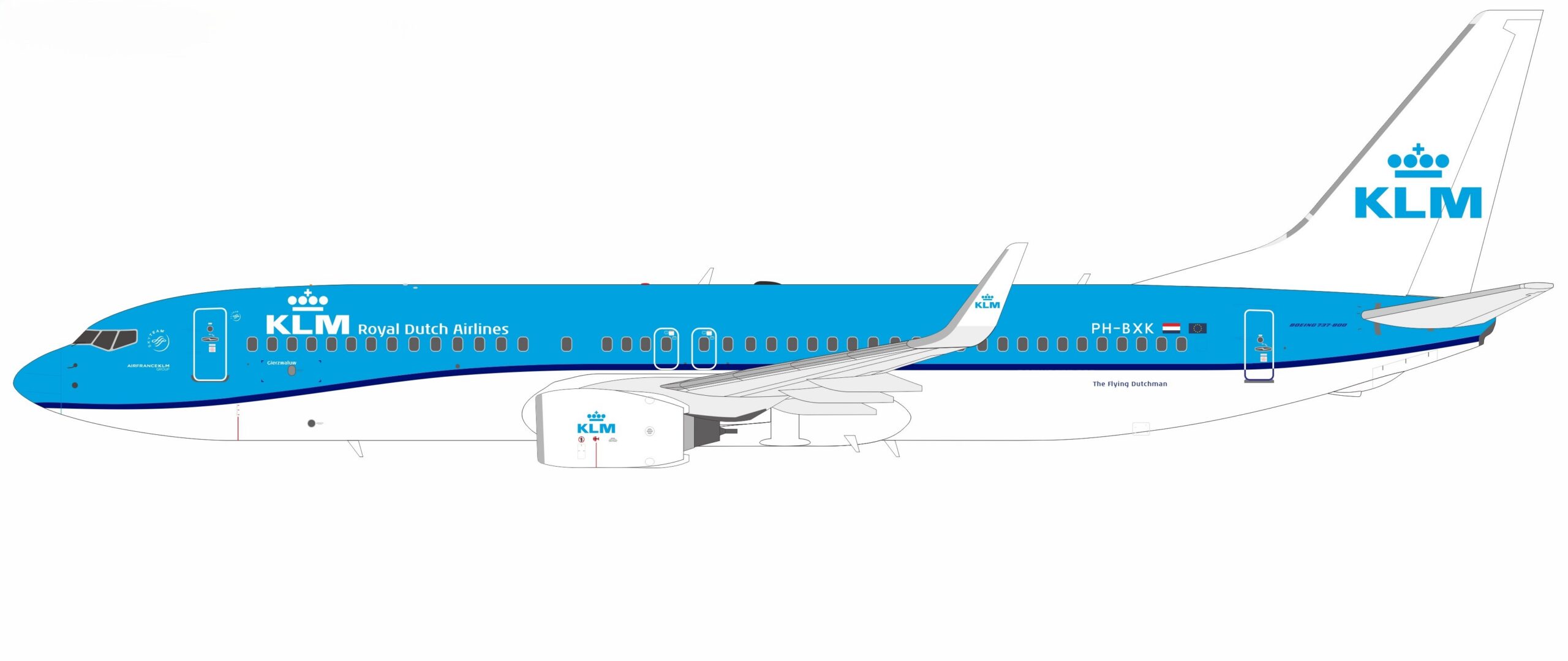 NG Models 1:200 KLM Royal Dutch Airlines Boeing B737-800w "Swift" PH-BXK (NG08072)